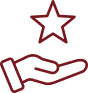 Ícone de uma mão segurando uma estrela